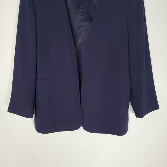 Theory Lindraya Admiral Crepe Blazer Open Front Jacket Work Navy Blue Size 10 - Picture 5 of 8